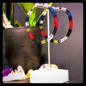 2.75” Handmade Mondrian Wire Crocheted Earrings